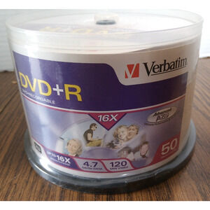 Verbatim DVD +R 50 Pack Blank DVD's New Sealed